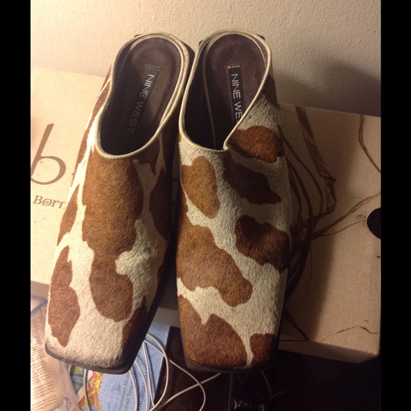Nice clean pony hair mules