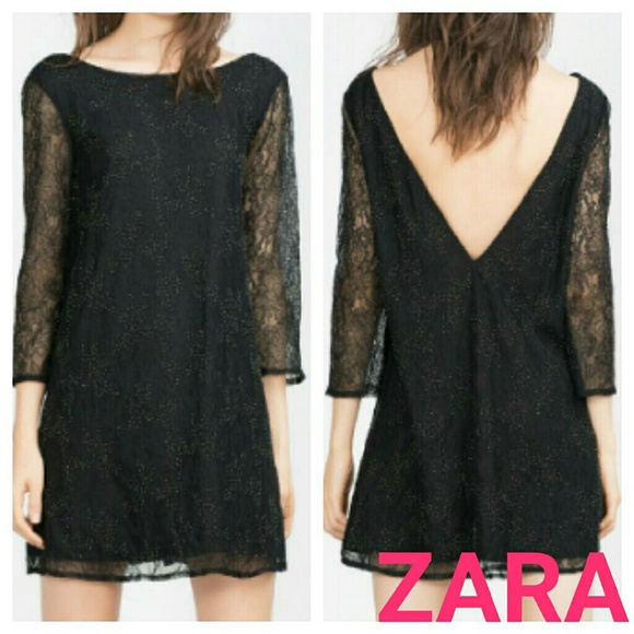 Zara Dresses & Skirts - Zara sexy evening dress black lace beaded large L