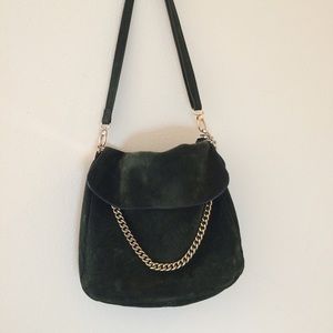 Green velvet bag