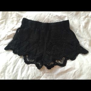 Black Lace Crochet Shorts