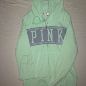 Mint green PINK zip up hoodie