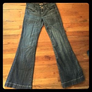 Dark wash denim trousers