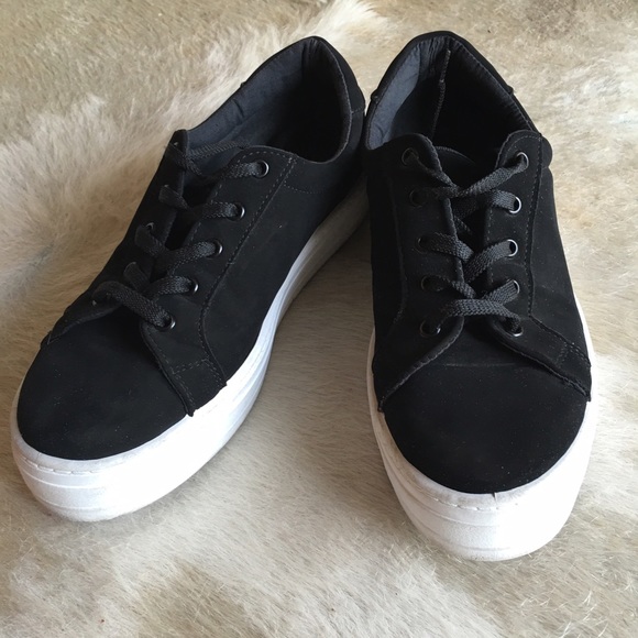 Flatform faux suede sneakers (trainers) by TopShop
