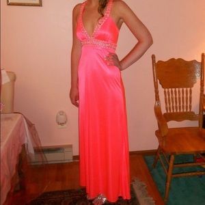 Bright coral prom dress