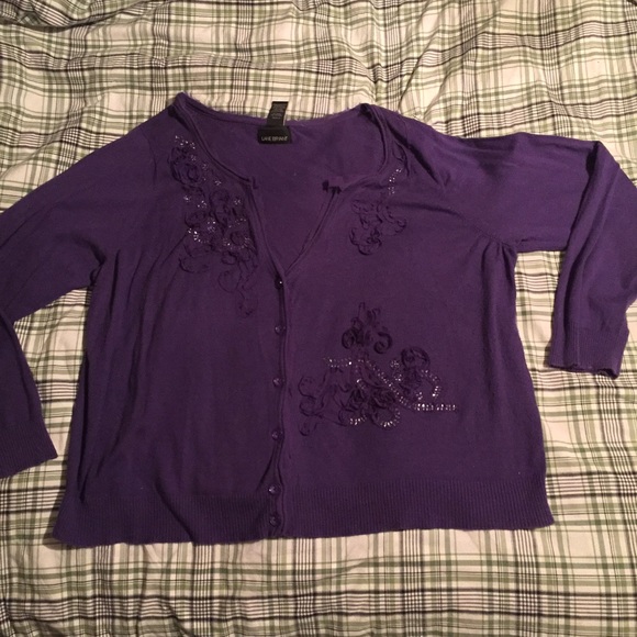 Lane Bryant purple cardigan with flower accents!