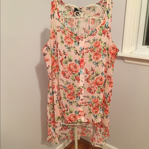 High low floral (button up) top - Picture 1 of 3