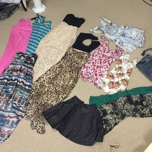 LOT OF DRESSES, SKIRTS, AND OVERALLS