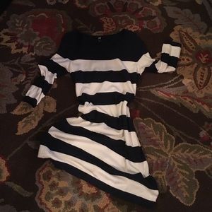 Navy & Cream sweater dress