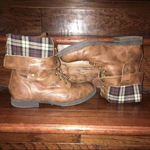 Brown Plaid Boots