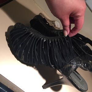 Lovely People Black snake skin heels