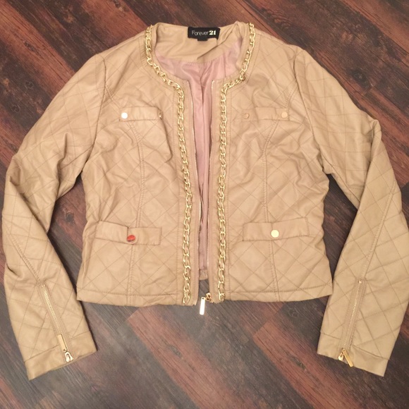 Tan faux leather jacket
