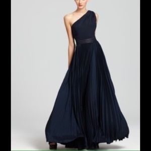 Tadashi Shoji one shoulder gown in midnight navy