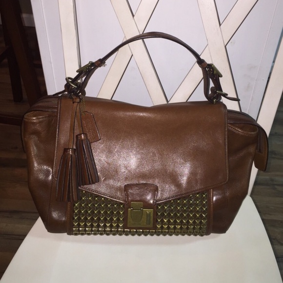 Authentic Coach Leather Gold Studded Bag