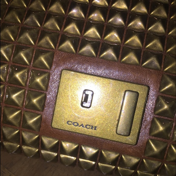 Authentic Coach Leather Gold Studded Bag