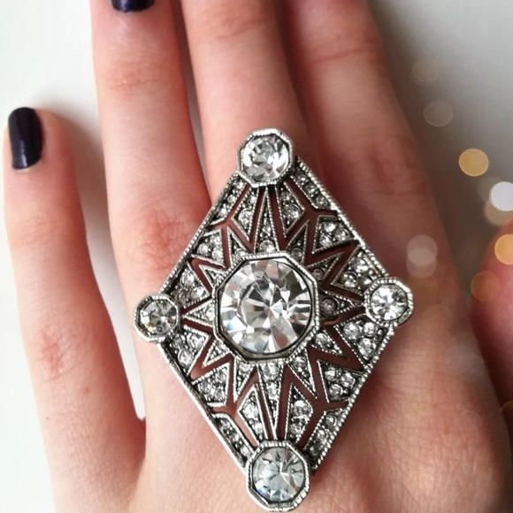 House of Harlow 1960 Jewelry - House of Harlow 1960 Palladium Cocktail Ring Sz 5