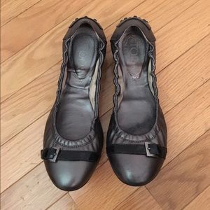 TODS Gommino Ballerinas - Silver Leather