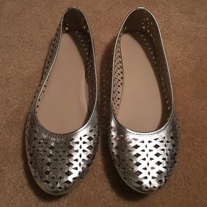 Silver ballet flats
