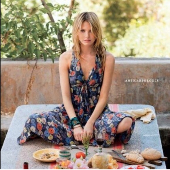 Adorable anthro maxi halter dress