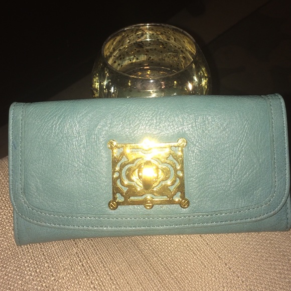 Teal and gold accented wallet