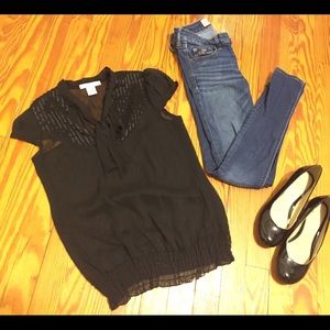 Black sheer blouse