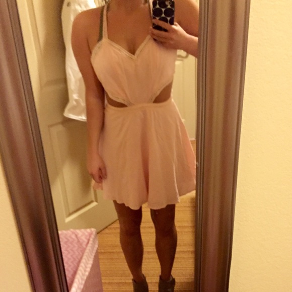 Light pink/ nude backless dress w/ cutouts