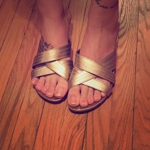 NWT Metallic Gold Slides Sandals