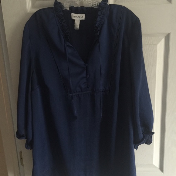 Navy Venezia (Lane Bryant) Peasant Blouse