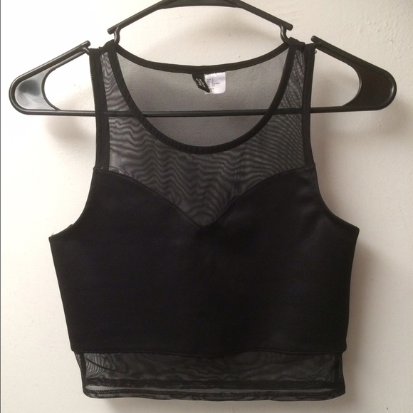 H&M Tops - H&M Black Mesh Cropped Tank