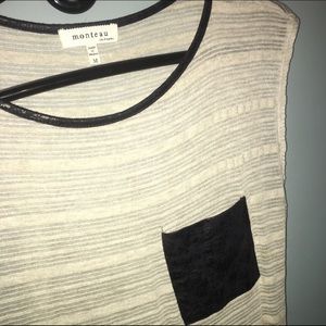 Sheer Tank with faux leather details