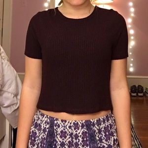 Brandy Melville Bergundy Ribbed Crop Top