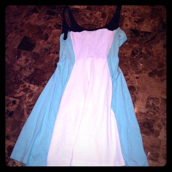 Blue and white express  skater dress