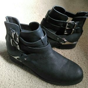 Strappy Silver Buckle Boots