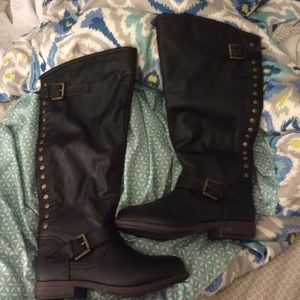 Riding Boots- Wide calf with Red zipper