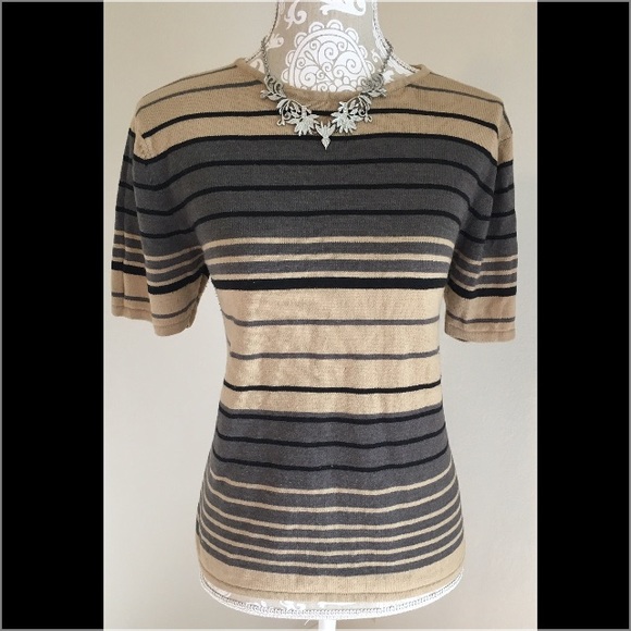 Sag harbor short sleeve stripped sweater
