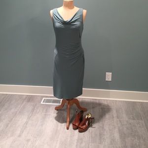 Teal Anne Klein cowl neck dress