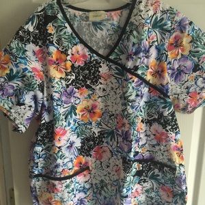 Floral scrub top