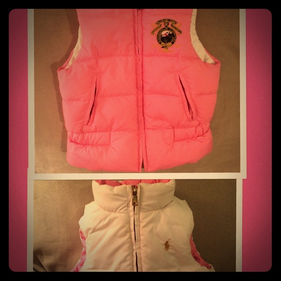 Authentic Ralph Lauren pink/cream vest🎉 reversble