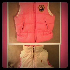 Authentic Ralph Lauren pink/cream vest🎉 reversble