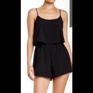 SHE front pockets drape front black romper M new