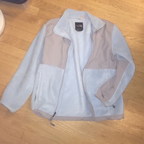 Light blue classic north face jacket
