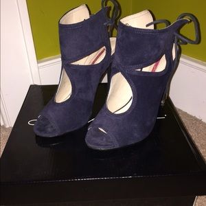 Dark navy tie back heels