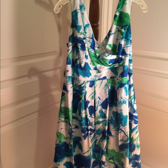 lined dress with loose box pleats at waist.