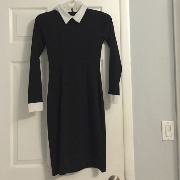Black collared work dress