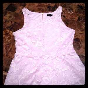 White lace fit and flare tank top from Express