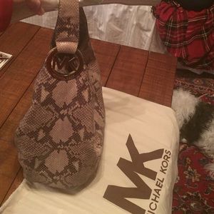 Michael kors snakeskin hobo bag