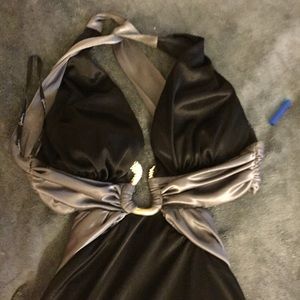 Black and sliver prom dress
