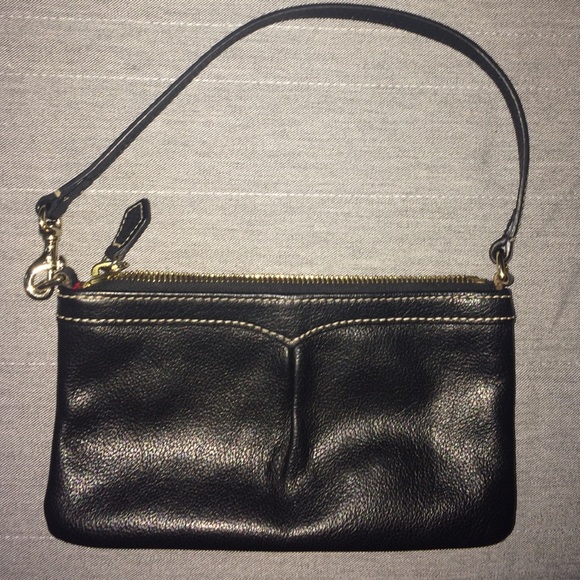Must go! Black leather wristlet!