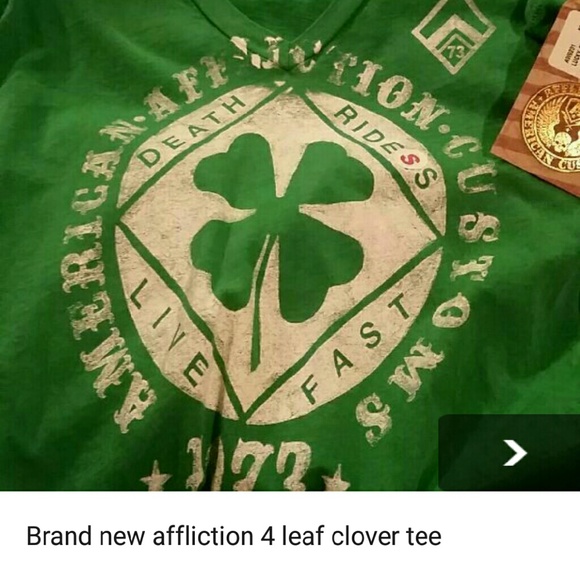 Affliction brand new 4 leaf clover tee