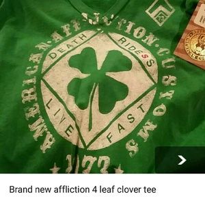 Affliction brand new 4 leaf clover tee