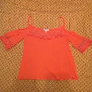 Beautiful orange off the shoulder crop top